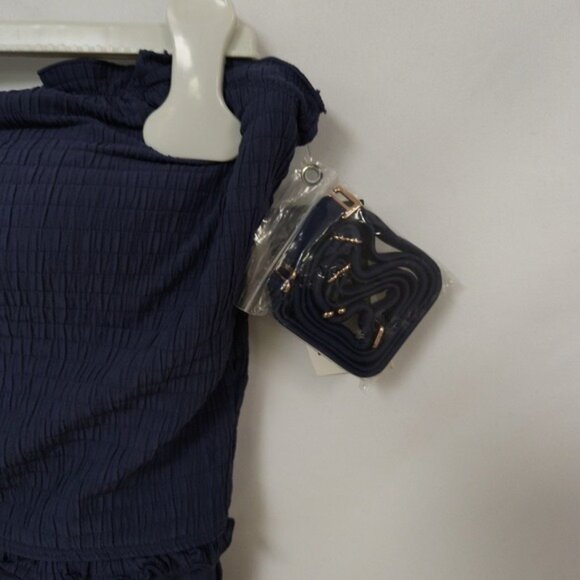 New Women's Wave Solids Tie-Front Bandeau One-Piece Swimsuit Smocked Gold Sz XL - Picture 4 of 8